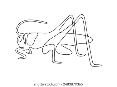 Grasshopper in one continuous line drawing vector illustration