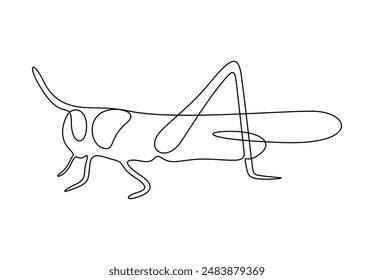 Grasshopper in one continuous line drawing vector illustration