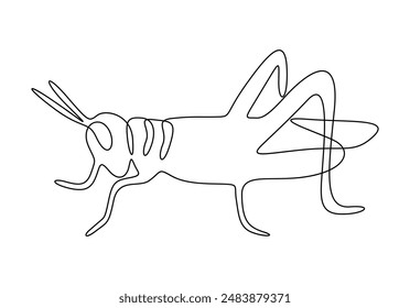 Grasshopper in one continuous line drawing vector illustration