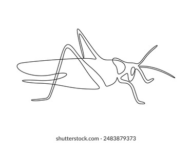 Grasshopper in one continuous line drawing vector illustration