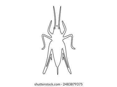 Grasshopper in one continuous line drawing vector illustration