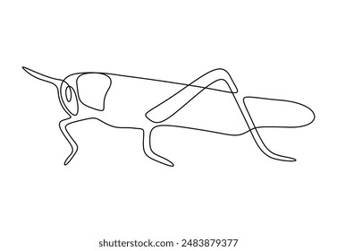 Grasshopper in one continuous line drawing vector illustration