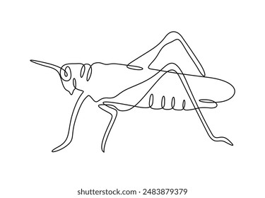 Grasshopper in one continuous line drawing vector illustration