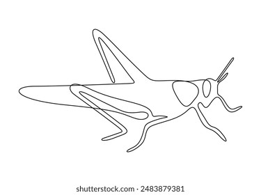 Grasshopper in one continuous line drawing vector illustration