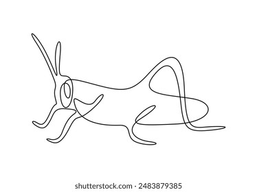 Grasshopper in one continuous line drawing vector illustration