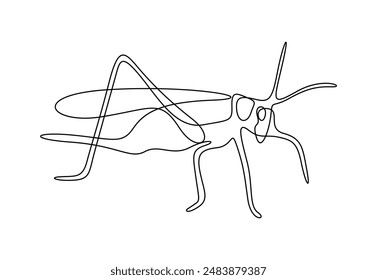 Grasshopper in one continuous line drawing vector illustration