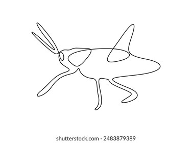 Grasshopper in one continuous line drawing vector illustration