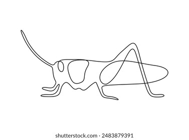 Grasshopper in one continuous line drawing vector illustration