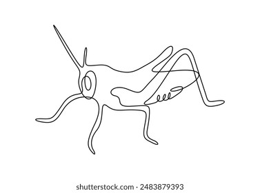 Grasshopper in one continuous line drawing vector illustration