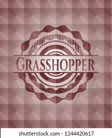 Grasshopper red seamless emblem with geometric pattern background.