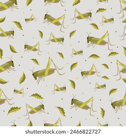 grasshopper seamless pattern in flat vector