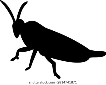 Grasshopper Silhouette Isolated Bug Vector Illustration