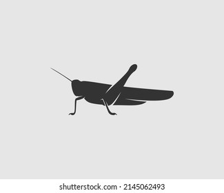 Grasshopper Silhouette on White Background. Isolated Vector Animal Template for Logo Company, Icon, Symbol etc 