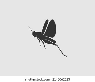 Silueta de Grasshopper sobre fondo blanco. Plantilla de animales vectores aislados para la compañía de logotipos, iconos, símbolos, etc. 