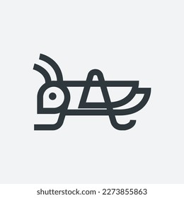 grasshopper simple line icon logo vector design, modern line logo pictogram design of insect praying mantis