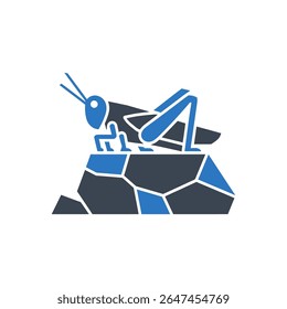 Grasshopper sitting on a rock icon