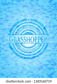 Grasshopper sky blue emblem with mosaic background