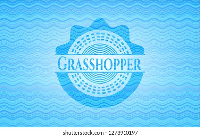 Grasshopper sky blue water badge.