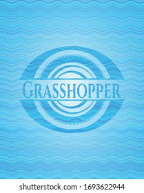 Grasshopper sky blue water emblem. Vector Illustration. Detailed.