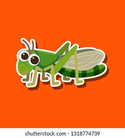 Etiqueta de grasshopper en ilustración de fondo naranja
