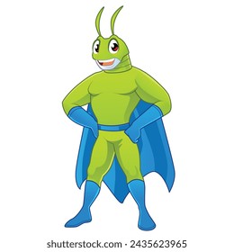 Grasshopper superhero cartoon action hero