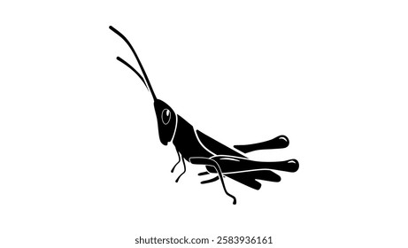 Grasshopper symbol , black isolated silhouette