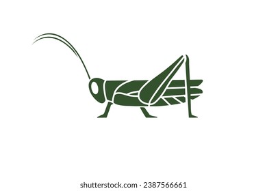 The Grasshopper symbol is green. Simple tattoo design. Vector Illustration.