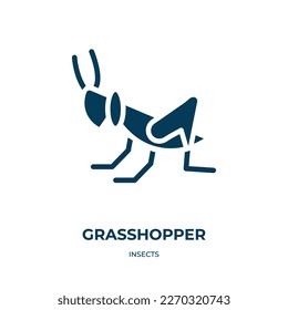 grasshopper vector icon. grasshopper, animal, insect filled icons from flat insects concept. Isolated black glyph icon, vector illustration symbol element for web design and mobile apps