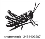 Grasshopper Vector Silhouette Black, White Background 