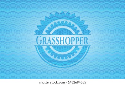 Grasshopper water representation badge background. Vector Illustration. Detailed.