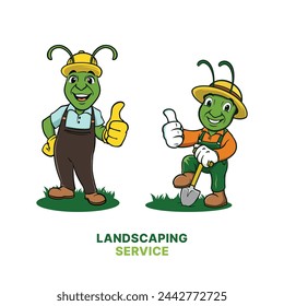 Grasshoppers mascot landscaping logo vector