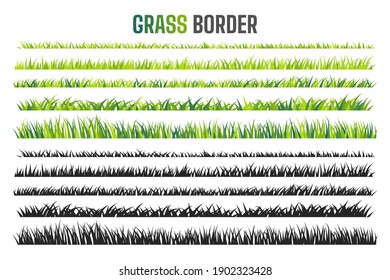 Grassland border vector pattern Green lawn in spring The concept of caring for the global ecosystem