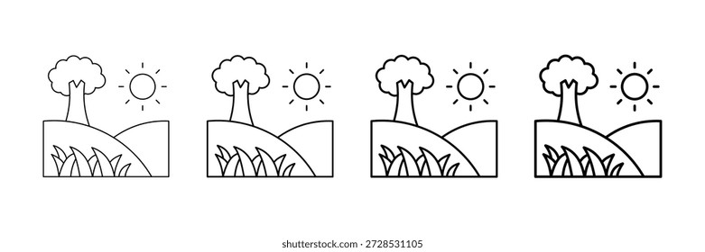 Grassland Conservation Icons Vector Set In Different Stroke Line Style