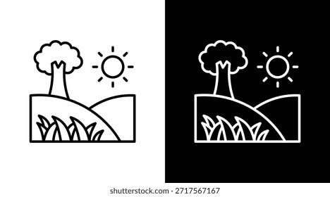 Grasland Conservation Umriss Weiß Symbol Set Design