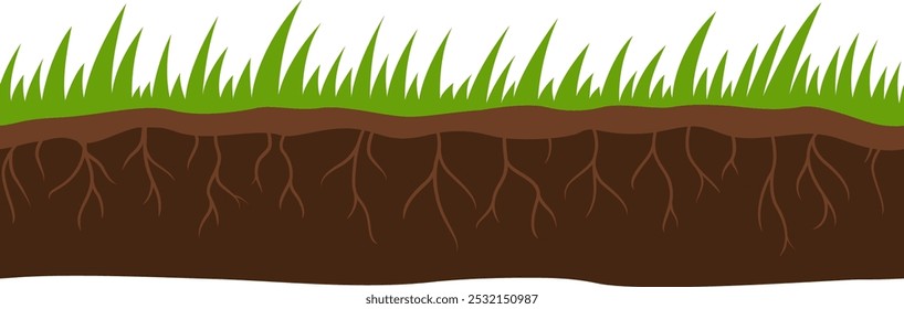 Grassland ground layer. Cartoon game nature meadow