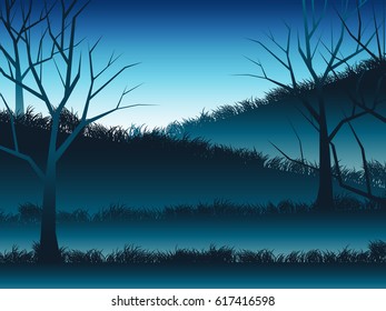 grassland and hill and tree