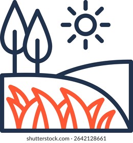 Grassland Icon Color Line Vector Illustration