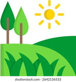 Grassland Icon Flat Vector Illustration