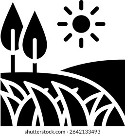 Grassland Icon Glyph Vector Illustration