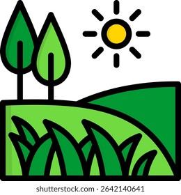 Grassland Icon Lineal Color Vector Illustration