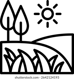 Grassland Icon Outline Vector Illustration