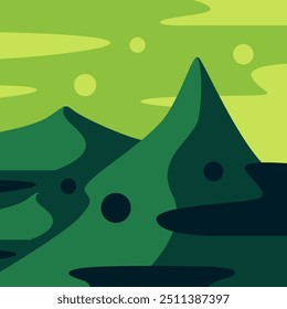 grassland illustration with flat color design
