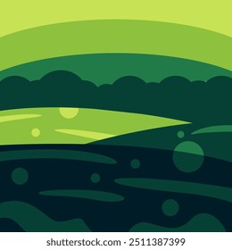 grassland illustration with flat color design