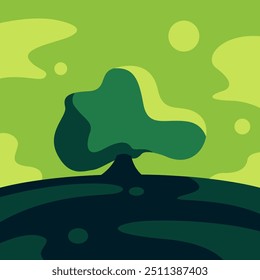 grassland illustration with flat color design