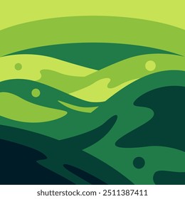 grassland illustration with flat color design