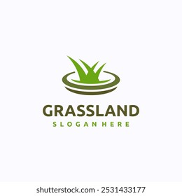Grassland logo design template. Lawn care concept. Creative vector symbol.