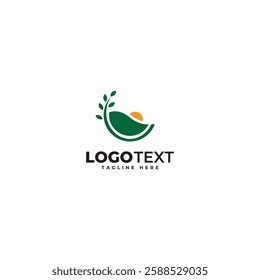Grassland silhouette farm logo template. land symbol with horizon