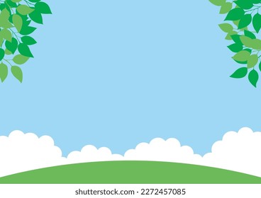 Grasslands and blue sky background, vector illustration