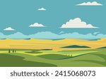 Grasslands praire vector illustration. landscape grass field