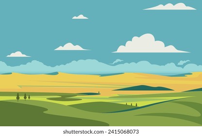 Grasslands praire vector illustration. landscape grass field